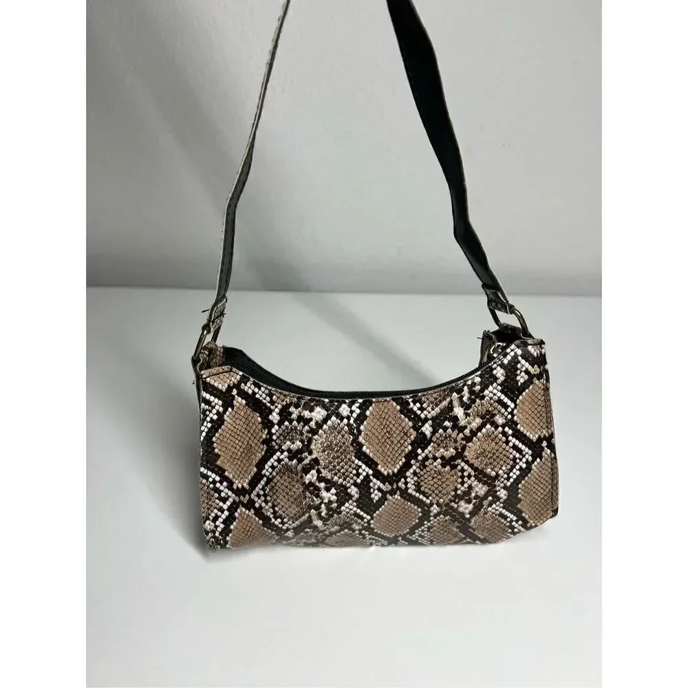 HOBO BAG WITH PYTHON EFFECT AND ZIPPER in Faux Leather